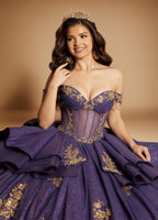 Off Shoulder Beaded Fringe Quinceanera Ball Gown (ZD17568)