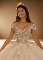 3D Floral Strapless Quinceanera Ball Gown with Off Shoulder Sleeves (ZD17571)