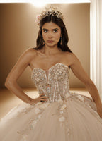 3D Floral Strapless Quinceanera Ball Gown with Off Shoulder Sleeves (ZD17571)