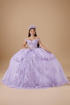 White Off Shoulder Layered Quinceanera Dress Embroidered Applique Tulle Ball Gown (ZD17598)