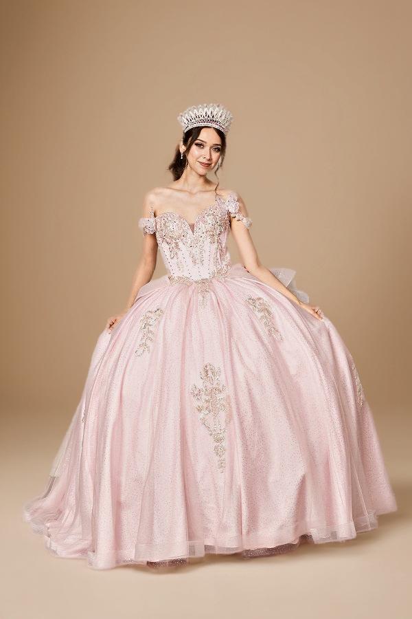 Fuchsia 3D Butterfly Off Shoulder Quinceanera Dress Glitter Tulle Ball Gown (ZD17602)