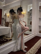 Shiny High Slit Women Formal Evening Dress,Off The Shoulder Prom Gown Y1523 by simplepromdress
