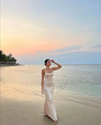 Blush satin beach evening dresses for women Y6927 by simplepromdress