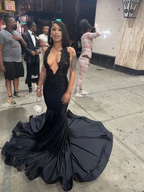 Sexy Black Sleeveless Mermaid Prom Dress Black Evening Gown Y6491 by simplepromdress