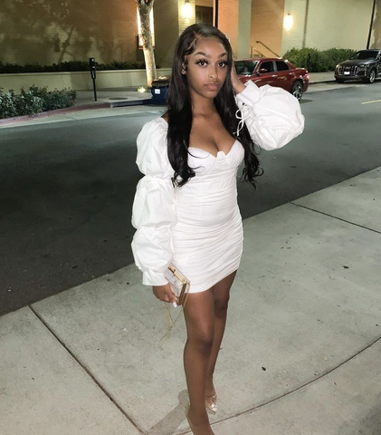 Women Sexy Wrap Dress White Long Puff Sleeve Ruched Dress White Homecoming Dress Y2165