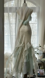 Classy Mint Green Temperament Mermaid Spaghetti Strap Chiffon Beaded Evening Dress Formal Prom Dress Y8546 by simplepromdress