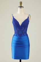 Bodycon Dark Green Spaghetti Straps Corset Homecoming Dress with Beading by WEDTREND