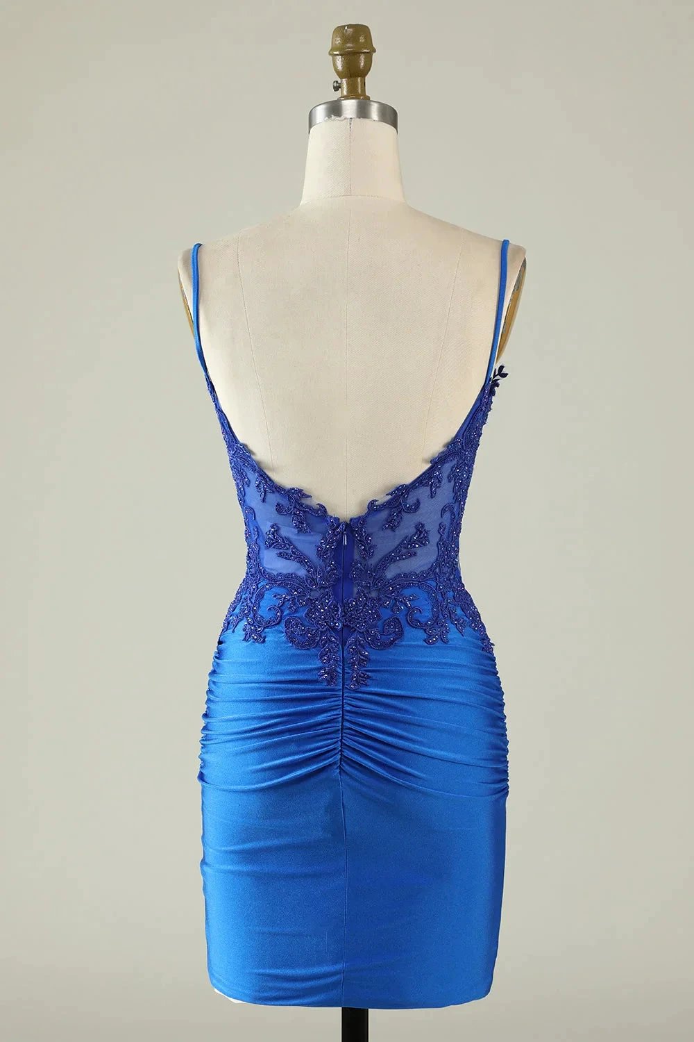 Bodycon Dark Green Spaghetti Straps Corset Homecoming Dress with Beading by WEDTREND