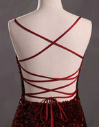 Slim Burgundy Shimmery Open Back Formal Prom Evening Dress Y4164 by simplepromdress