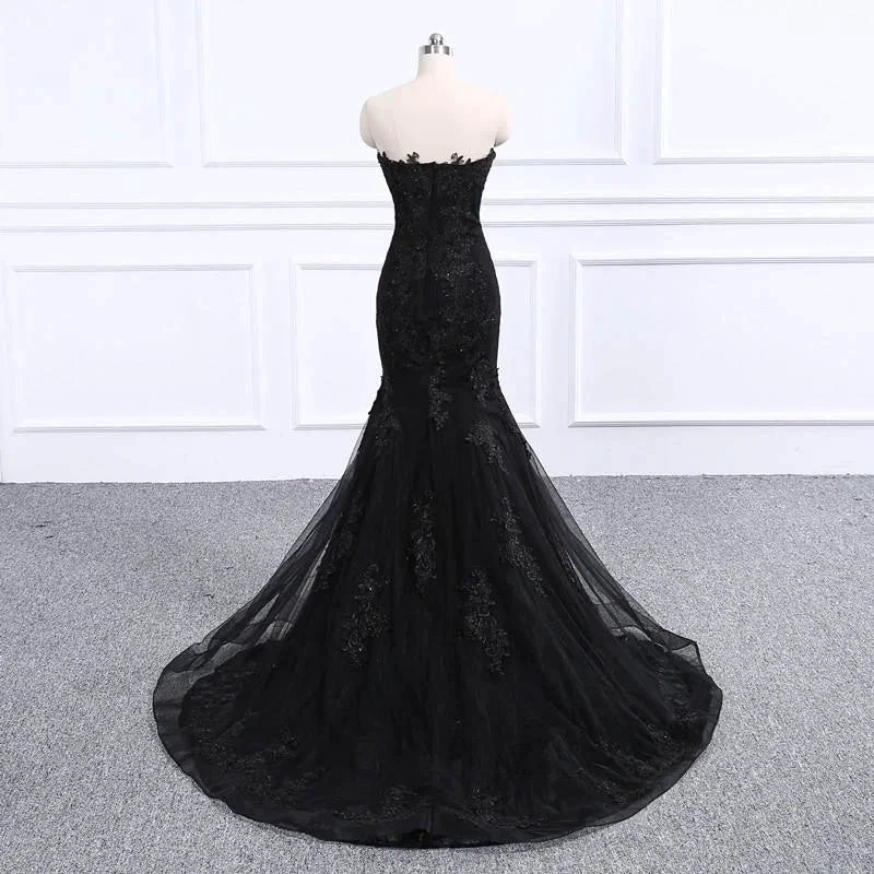 Sweetheart Neckline Black Mermaid Wedding Dress Y1776 by simplepromdress