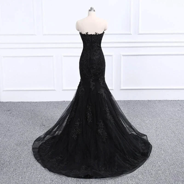 Sweetheart Neckline Black Mermaid Wedding Dress Y1776 by simplepromdress