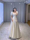 Vintage White A-line Wedding Dress,White Bridal Dress Y4417 by simplepromdress