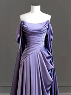 Modest Purple Satin Long Prom Dress Purple Evening Dress Y2589 by simplepromdress