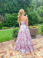 Pretty Chiffon Rose Print A Line Prom Dress Evening Dress Y8498 by simplepromdress