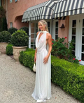 Sexy White Tulle Deep V Evening Dress Long Party Dress Y8240 by simplepromdress