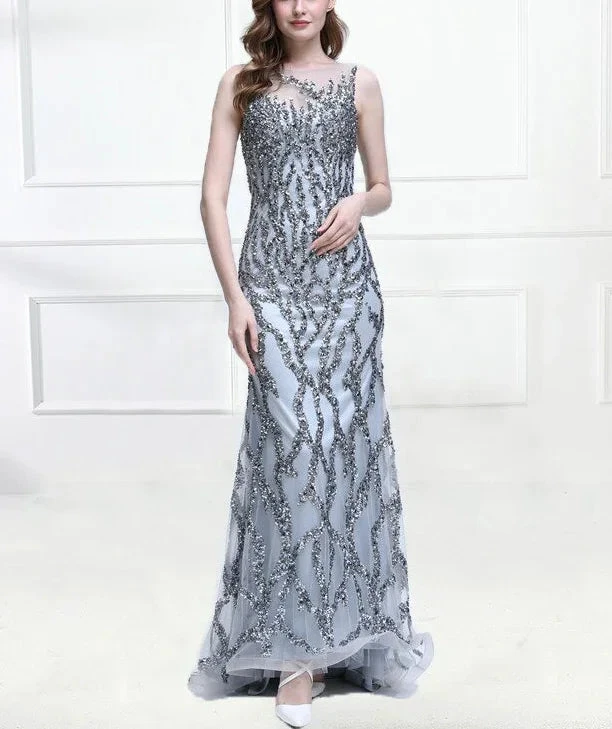 Incredible Luxury Gray O Neck Sexy Mermaid Formal Evening Dress Y6670 by simplepromdress