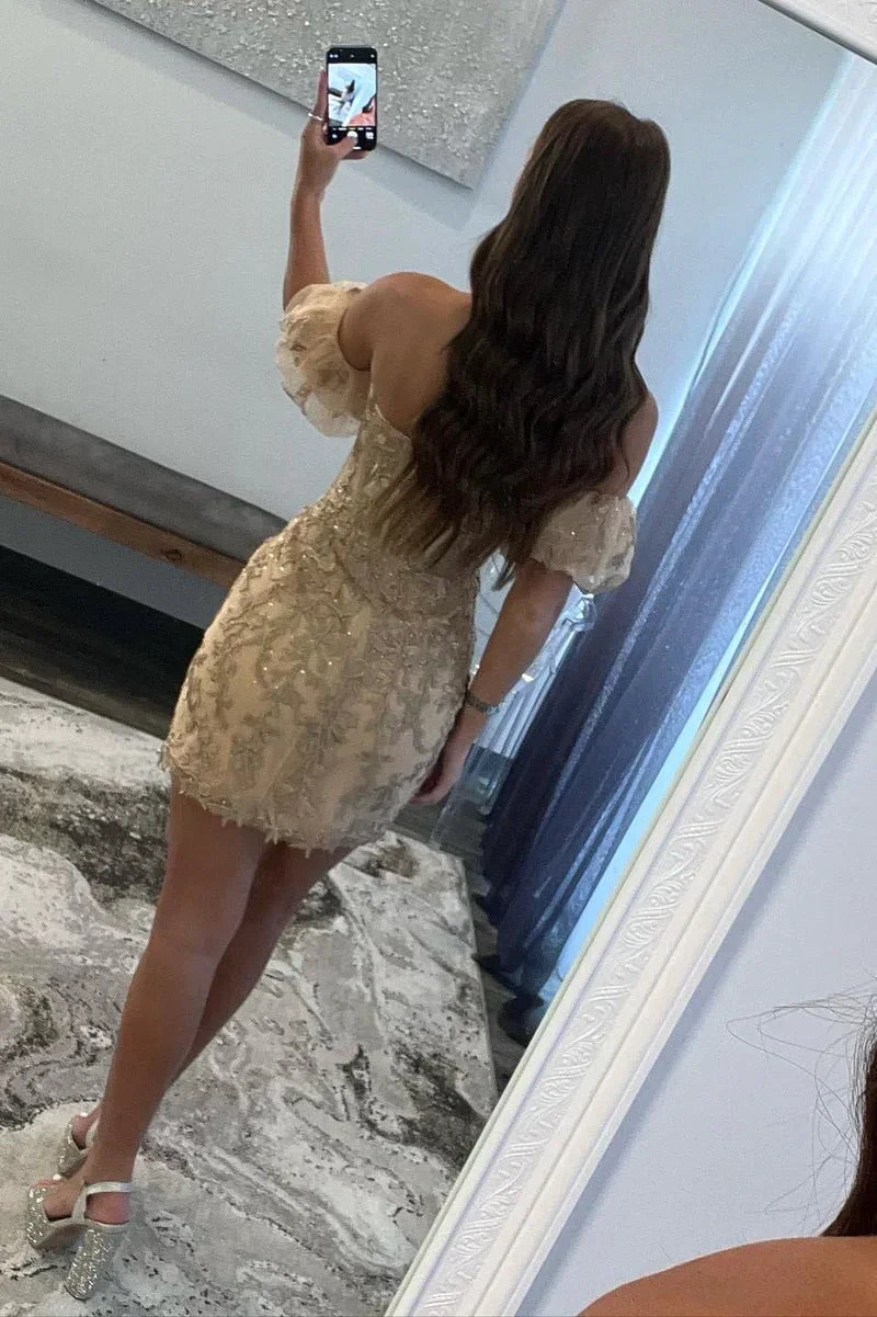 Sheath Lace Strapless Homecoming Dress with Appliques Y2998 by simplepromdress