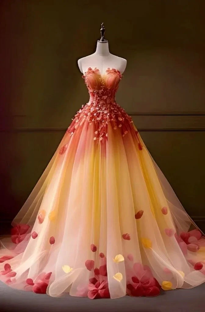 Pretty Tulle Appliques Strapless A Line Prom Dress Evening Dress Y8360 by simplepromdress