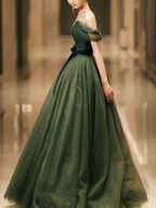 Simple green tulle long prom dress, green tulle evening dress Y1554 by simplepromdress