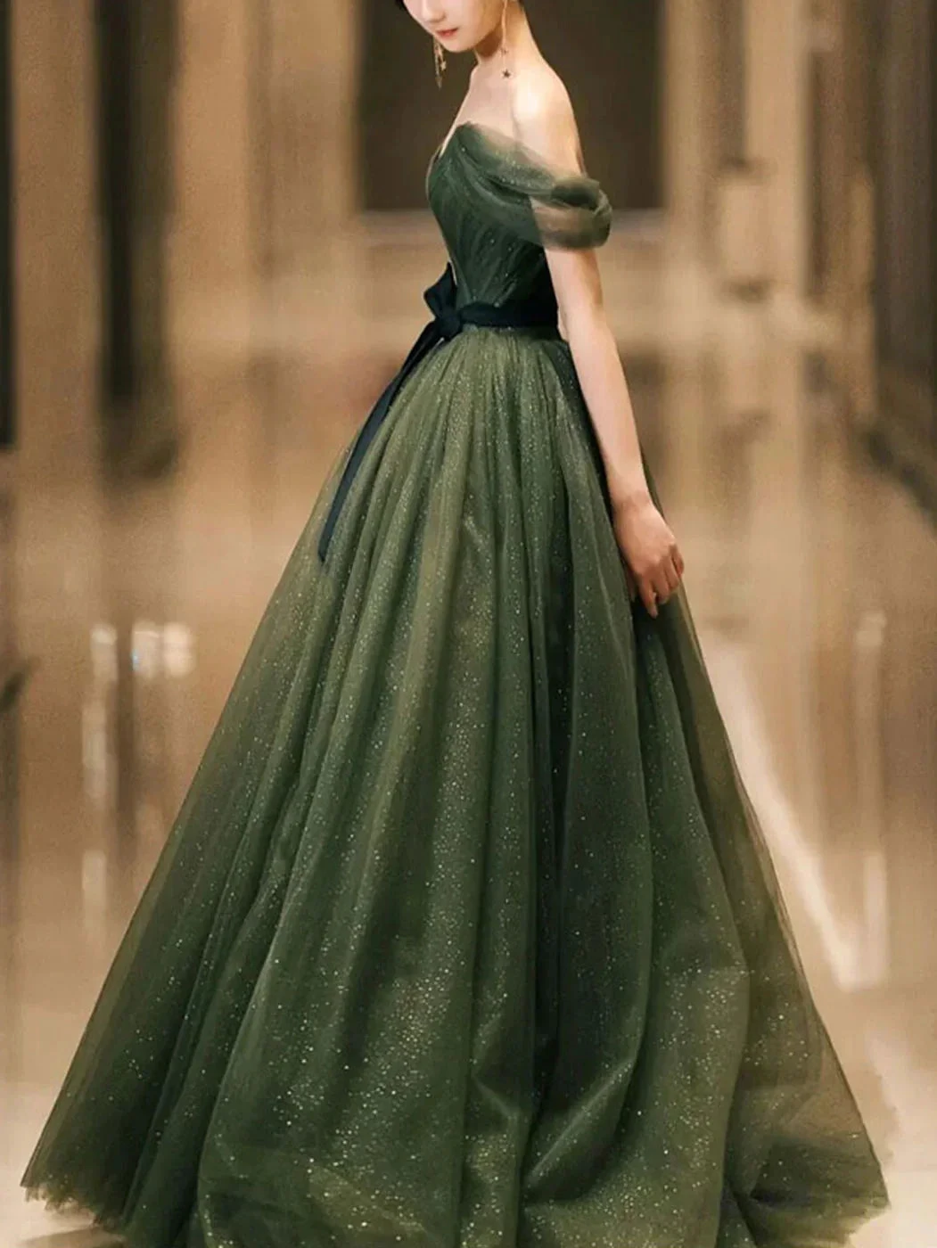 Simple green tulle long prom dress, green tulle evening dress Y1554 by simplepromdress