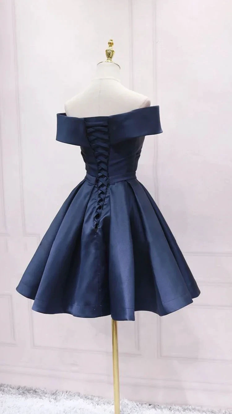 Simple Navy Blue Short Homecoming Dress Ruffle Mini Party Gowns Custom Made Women Party Gowns Short Graduation Dress Y2123 by simplepromdress
