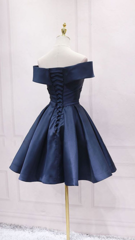 Simple Navy Blue Short Homecoming Dress Ruffle Mini Party Gowns Custom Made Women Party Gowns Short Graduation Dress Y2123