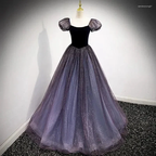 Purple Tulle Short Sleeve Formal Dress Cute A-Line Evening Dress Y4291 by simplepromdress