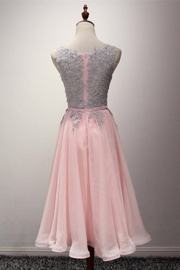 A-Line Appliques Ribbons Scoop Knee-Length Homecoming Dress PG145 Main Image