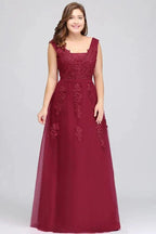 A-Line Bateau Long Plus size Sleeveless Evening Dresses with Appliques by misshow.com