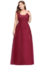A-Line Bateau Long Plus size Sleeveless Evening Dresses with Appliques by misshow.com