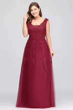 A-Line Bateau Long Plus size Sleeveless Evening Dresses with Appliques by misshow.com