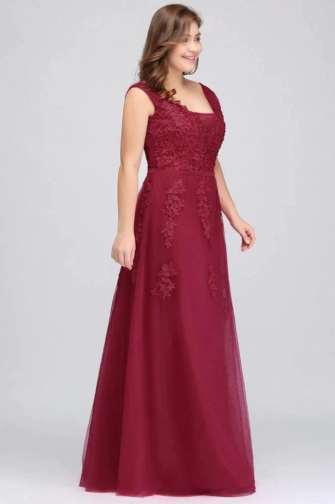 A-Line Bateau Long Plus size Sleeveless Evening Dresses with Appliques by misshow.com