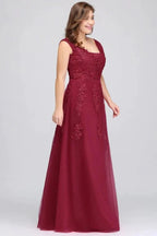 A-Line Bateau Long Plus size Sleeveless Evening Dresses with Appliques by misshow.com