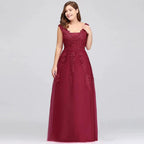 A-Line Bateau Long Plus size Sleeveless Evening Dresses with Appliques by misshow.com