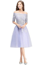A-line Bateau Tulle Prom Dress with Appliques by misshow.com