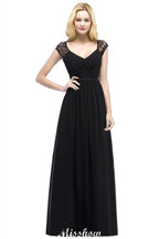 A-Line Chiffon Bridesmaid Dresses Scoop Cap Sleeves Wedding Party Dress by misshow.com
