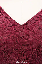 A-line Chiffon Lace V-Neck Sleeveless Floor-Length Bridesmaid Dresses with Ruffles by misshow.com
