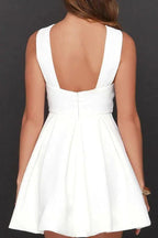 A-line Chiffon Satin White Graduation Dresses Homecoming Dress PG149 by pgmdress