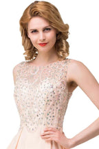 A-line Chiffon Sequins Crew Sweep-length Prom Dresses by misshow.com