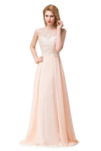 A-line Chiffon Sequins Crew Sweep-length Prom Dresses by misshow.com