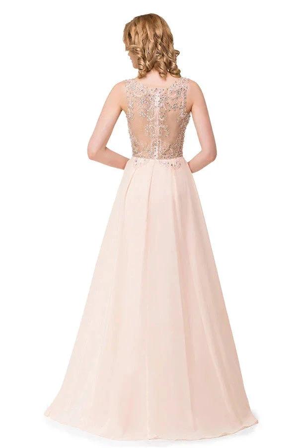 A-line Chiffon Sequins Crew Sweep-length Prom Dresses by misshow.com