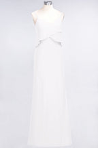 A-Line Chiffon Spaghetti V-Neck Bridesmaid Dress Sleeveless Maid of Honor Dress