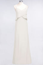 A-Line Chiffon Spaghetti V-Neck Bridesmaid Dress Sleeveless Maid of Honor Dress
