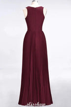 A-Line Chiffon V-Neck Sleeveless Bridesmaid Dress Floor-Length Ruffles Side Split Evening Gown by misshow.com