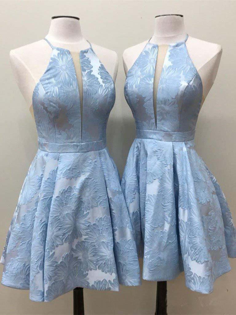 Vestido de fiesta de satén lila con corte en A, cuello redondo y bolsillos, por encima de la rodilla, PD271