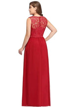 A-Line Crew Floor Length Sleeveless Plus size Lace Chiffon Evening Dresses by misshow.com