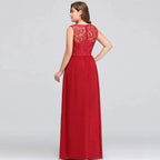 A-Line Crew Floor Length Sleeveless Plus size Lace Chiffon Evening Dresses by misshow.com