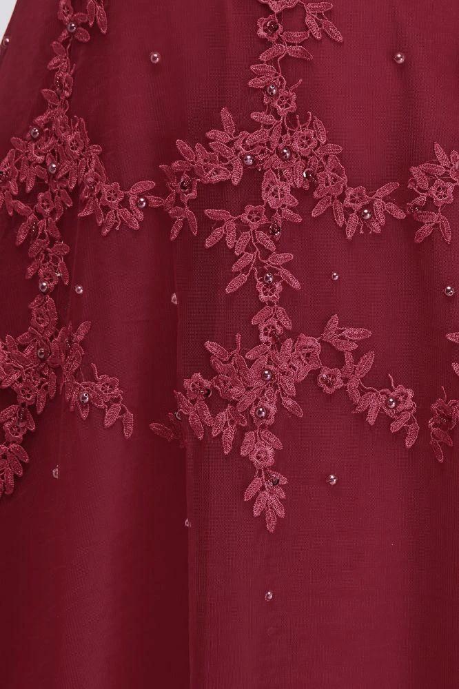 A-Line Crew Floor Length Sleeveless Plus size Tulle Appliqued Evening Dresses with Crystals by misshow.com