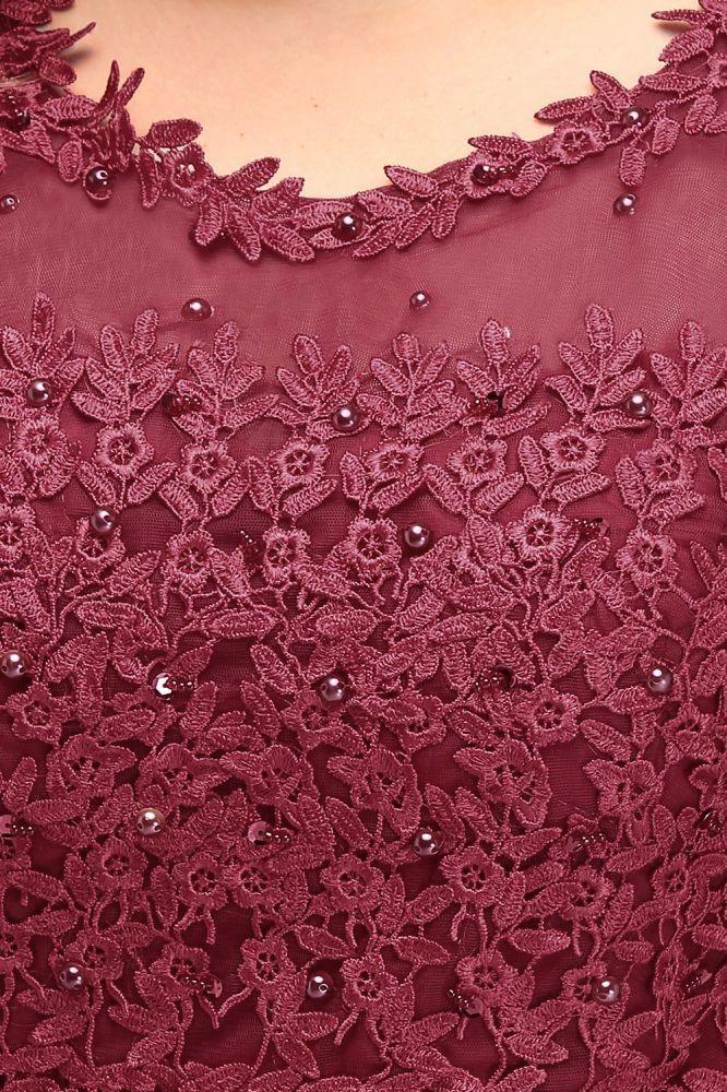 A-Line Crew Floor Length Sleeveless Plus size Tulle Appliqued Evening Dresses with Crystals by misshow.com