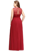 A-Line Crew Long Sleeveless Plus size Chiffon Evening Dresses with Ruffles Bow by misshow.com